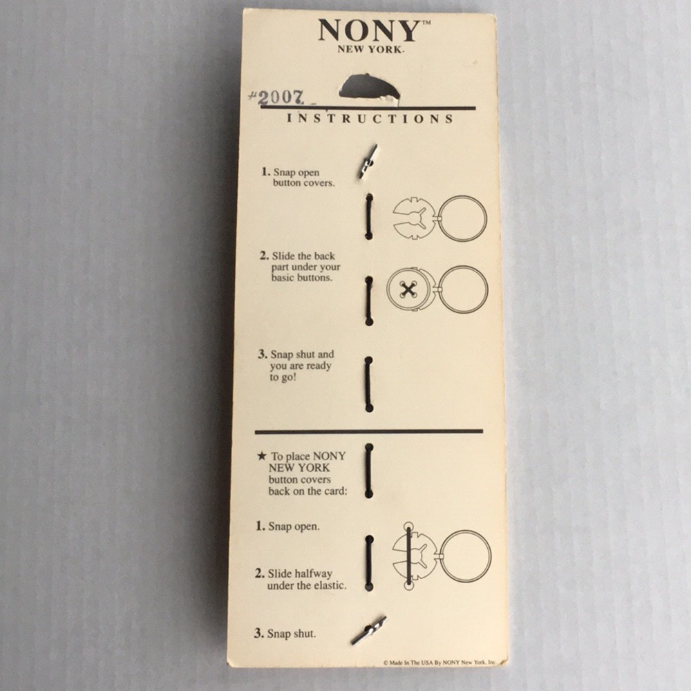 NONY NEW YORK BUTTON COVERS ORIGINAL STORAGE CARD - Picture 5 of 5